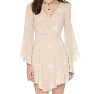 Free People Boho Dress Floral Embroidered Detail
